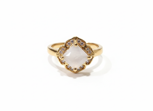 Cushion Cut White Halo Ring