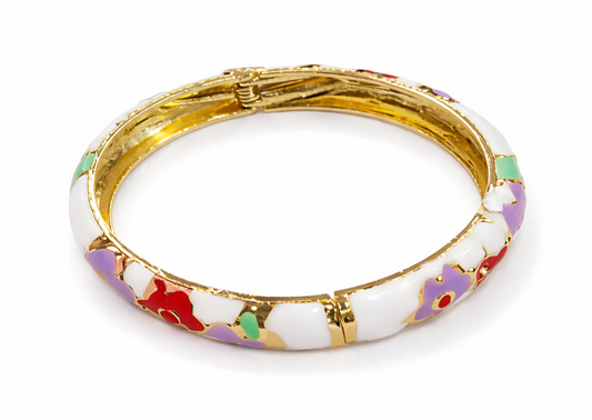 Floral Enamel Gold Kada Bracelet