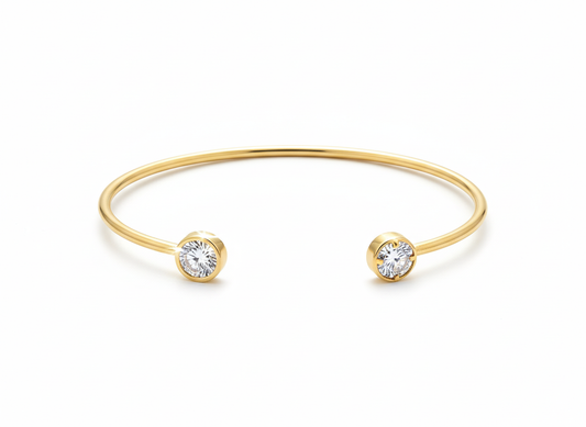 Gold Dual Crystal Open Bracelet