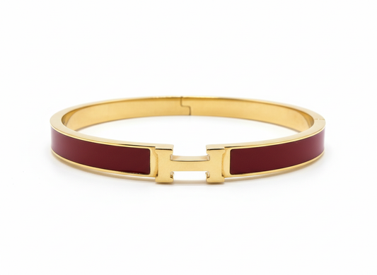 Luxury Red Enamel Gold Cuff Bracelet