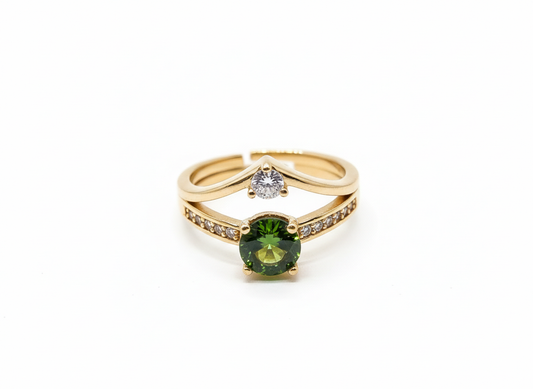Green Solitaire Statement Ring