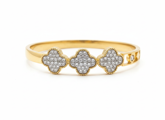 Luxury Triple Clover Diamond Gold Bracelet