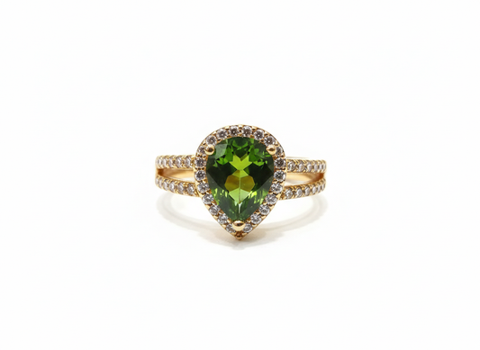 Luxury Pear Cut Emerald Halo Ring