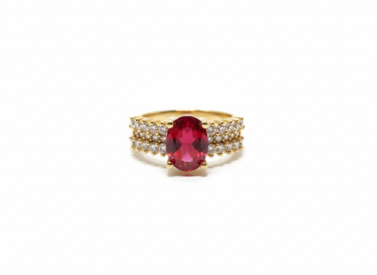 Luxury Ruby Oval Gold Ring