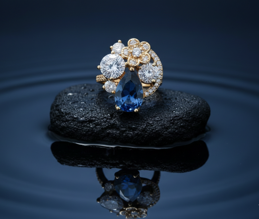 Blue Sapphire Diamond Gold Ring