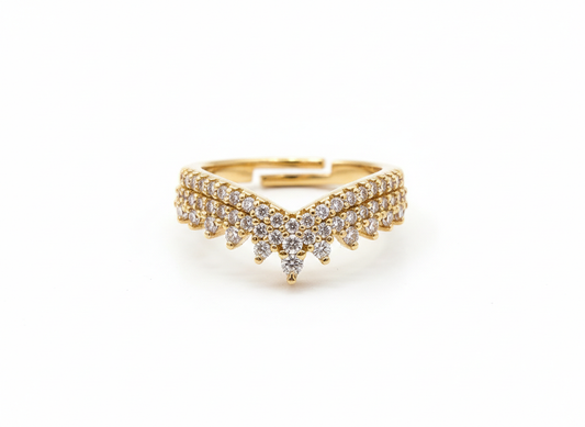 V Shape Crown Diamond Ring