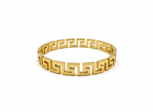 Gold Greek Key Bangle Bracelet