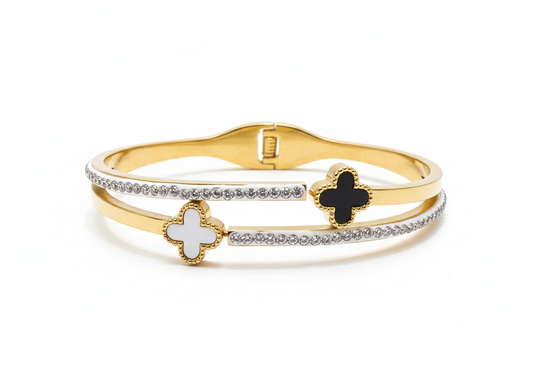 Luxury Dual Clover Gold Diamond Bracelet